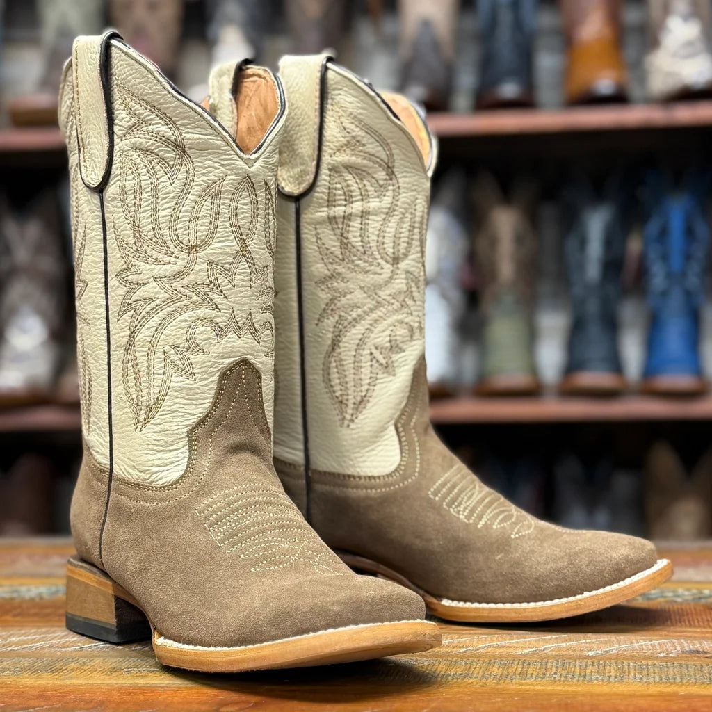 Tanner Mark Youth Taupe Suede Orix Pebble Top Boots TMY205471