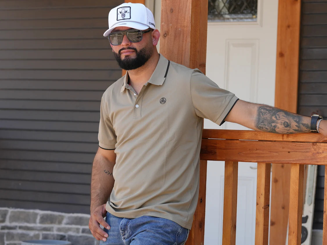 Cuero Line Men’s Khaki Classic Polo Shirt P42