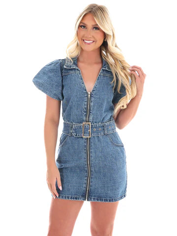 VEVERET ALWAYS ON TIME DENIM DRESS
