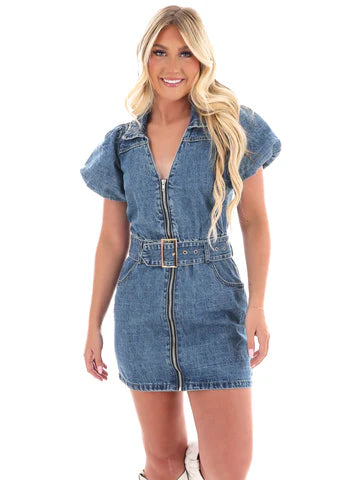 VEVERET ALWAYS ON TIME DENIM DRESS