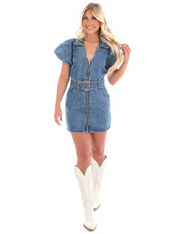 VEVERET ALWAYS ON TIME DENIM DRESS