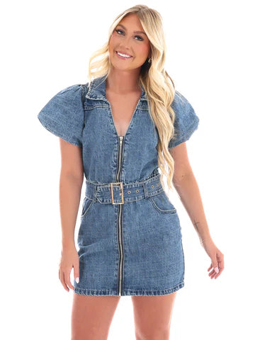 VEVERET ALWAYS ON TIME DENIM DRESS