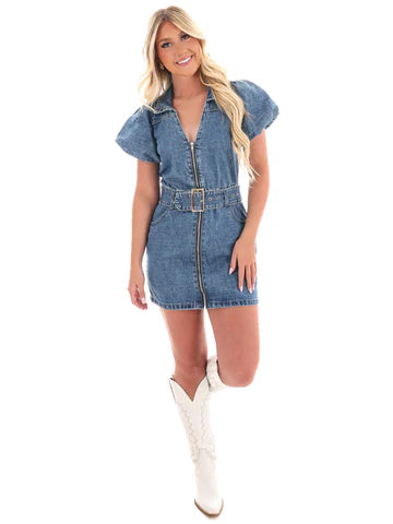 VEVERET ALWAYS ON TIME DENIM DRESS