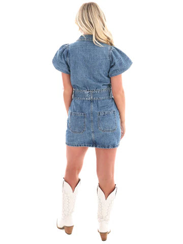 VEVERET ALWAYS ON TIME DENIM DRESS