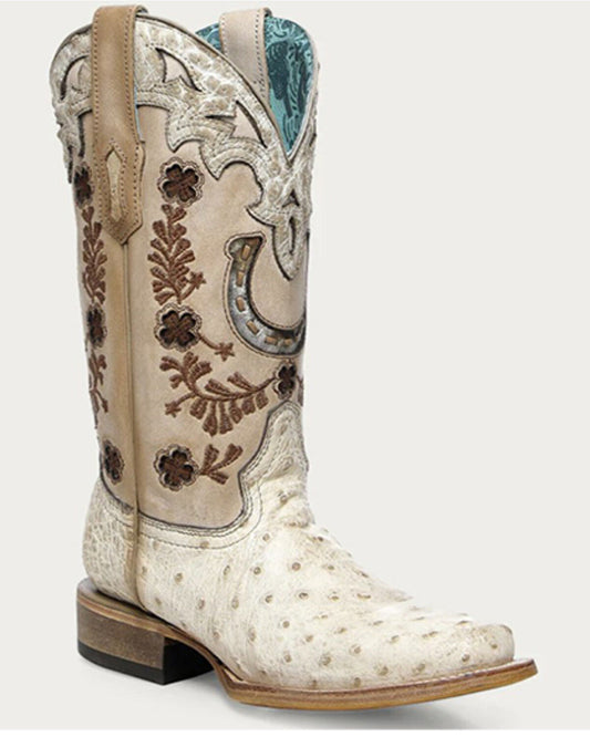 Corral Women’s Horseshoe Overlay Exotic Ostrich Western Boots ST A4850