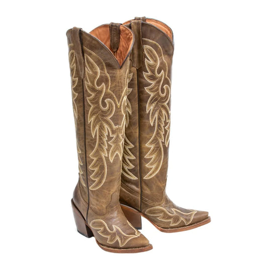 Tanner Mark Boots Ginger Women’s Brown Calf Knee High Snip Toe TML205189AF