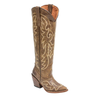 Tanner Mark Boots Ginger Women’s Brown Calf Knee High Snip Toe TML205189AF