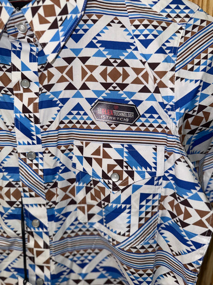 Rock&Roll Aztec Printed Snap SS Shirt BMN3SS08313