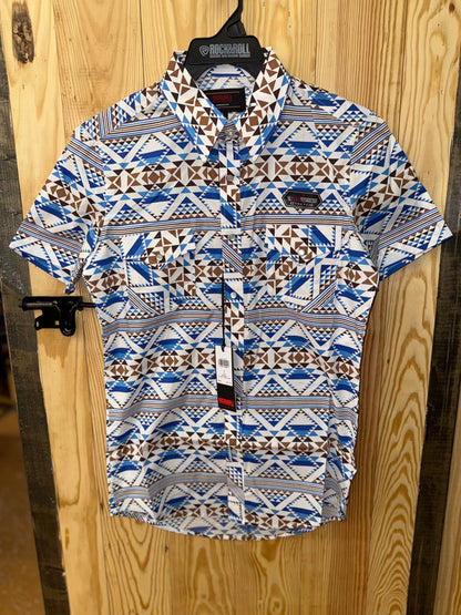 Rock&Roll Aztec Printed Snap SS Shirt BMN3SS08313