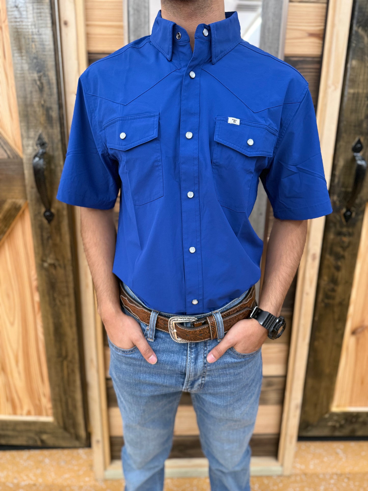 Ferrell Mens Cobalt Blue SS Sanp Shirt FSS1002338