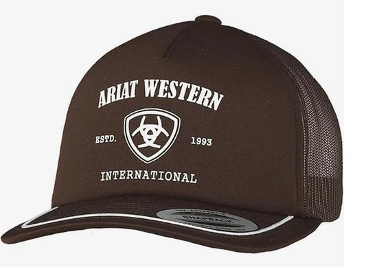 Ariat Men’s Foam Front Trucker Cap With Brown Mesh Back And SNAP Back A300089002