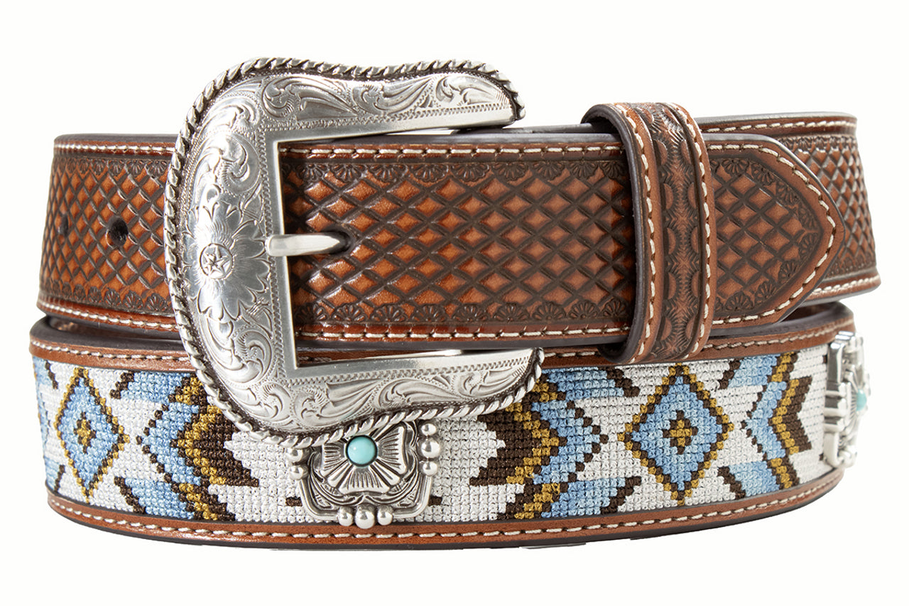 Nocona Southwest Embroidered Blue Belt Men N210009927