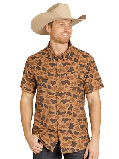 Rock N Roll Tek Short Sleeve Camo Print Snap BMN3S07674