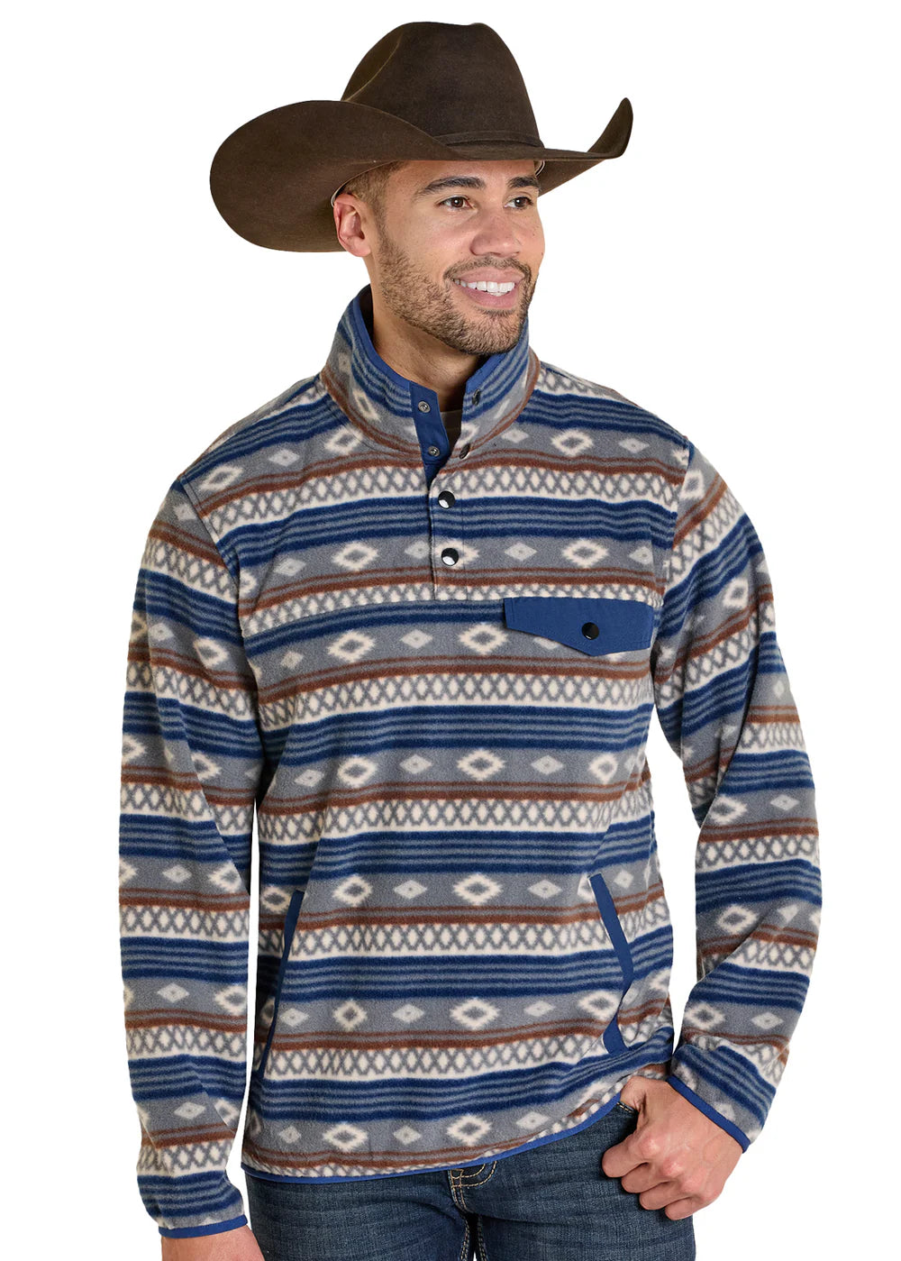 Men's Rock & Roll Denim Aztec Pullover