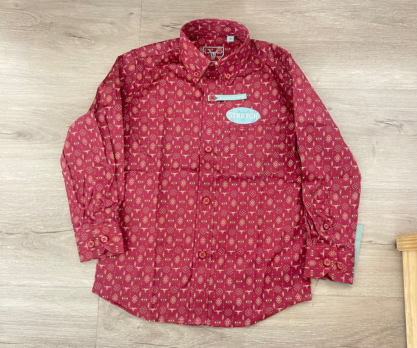 Platini Boys Ls Burgundy Shirt CWK11341