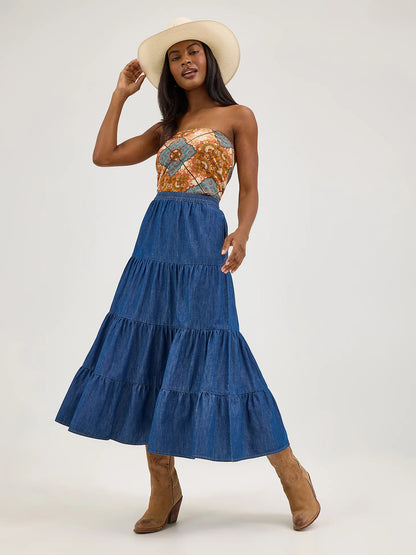 Wrangler Women’s Denim Tiered Maxi Skirt 112375219