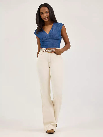 Wrangler Women’s Smocked Crop Denim Blouse 112375223