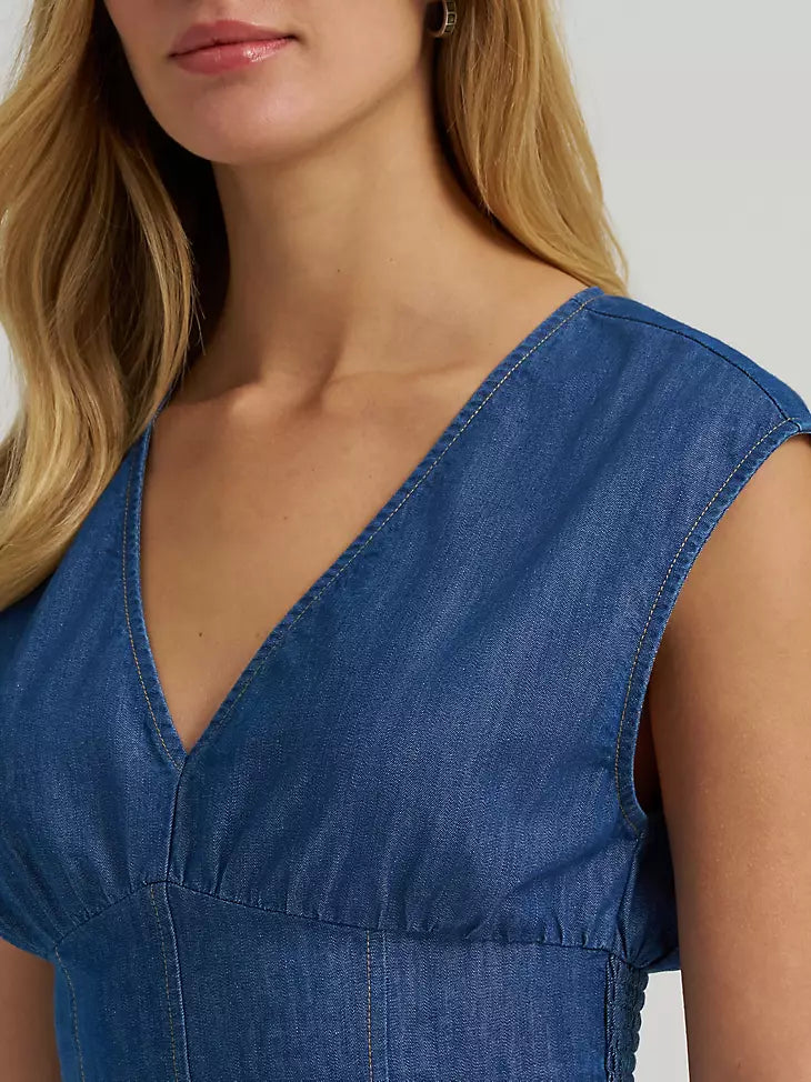 Wrangler Women’s Smocked Crop Denim Blouse 112375223