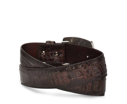 Cuadra Men's Chocolate Caiman Western Leather Belt BC308