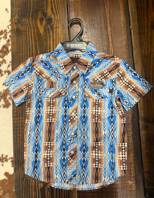 Rock&Roll Boys Aztec Printed Tek Western SS Shirt BBN3S08387
