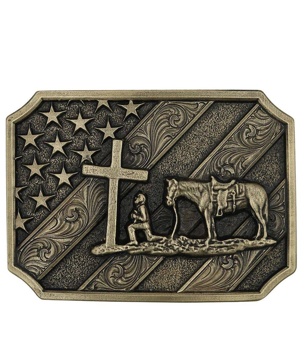 Montana Silversmiths Attitude Patriot Christian Cowboy Belt Buckle A864C
