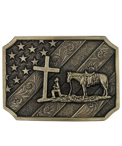 Montana Silversmiths Attitude Patriot Christian Cowboy Belt Buckle A864C