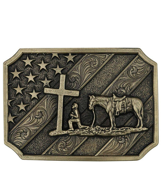Montana Silversmiths Attitude Patriot Christian Cowboy Belt Buckle A864C