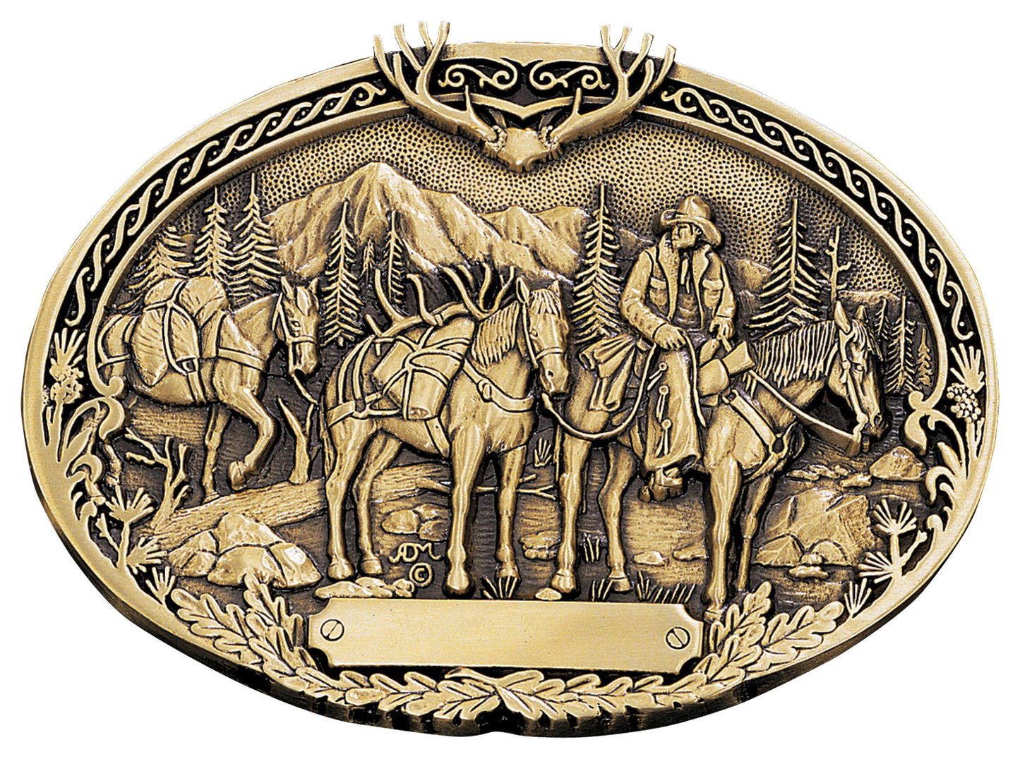 Montana Silversmiths Hunting Brass Heritage Attitude Belt Buckle 60789C