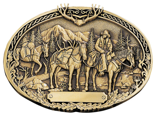 Montana Silversmiths Hunting Brass Heritage Attitude Belt Buckle 60789C