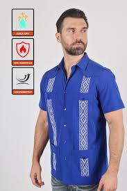 Platini Men’s Blue Guayabera Shirt