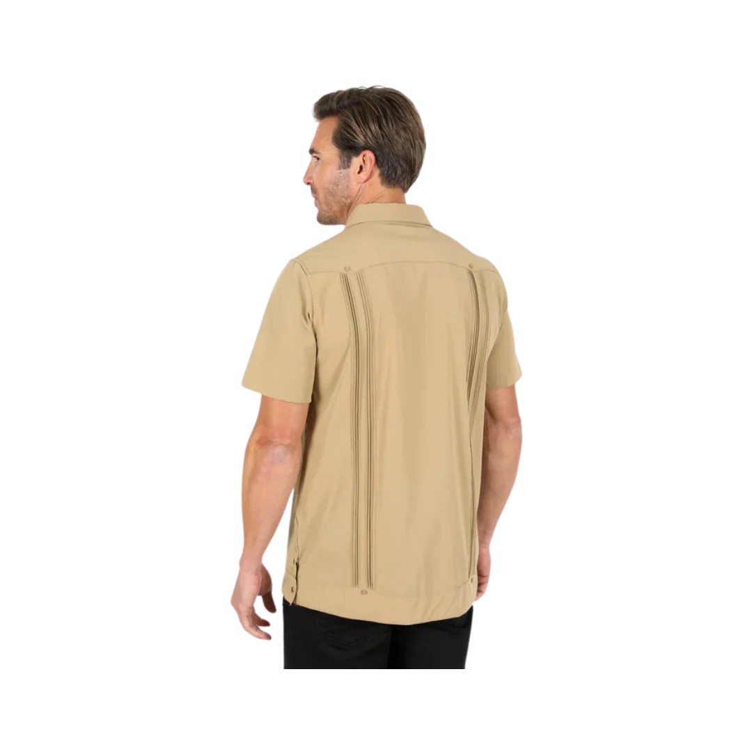 Platini Men’s Modern Guayabera Khaki SS Shirt GUS9344