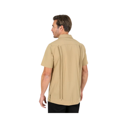Platini Men’s Modern Guayabera Khaki SS Shirt GUS9344