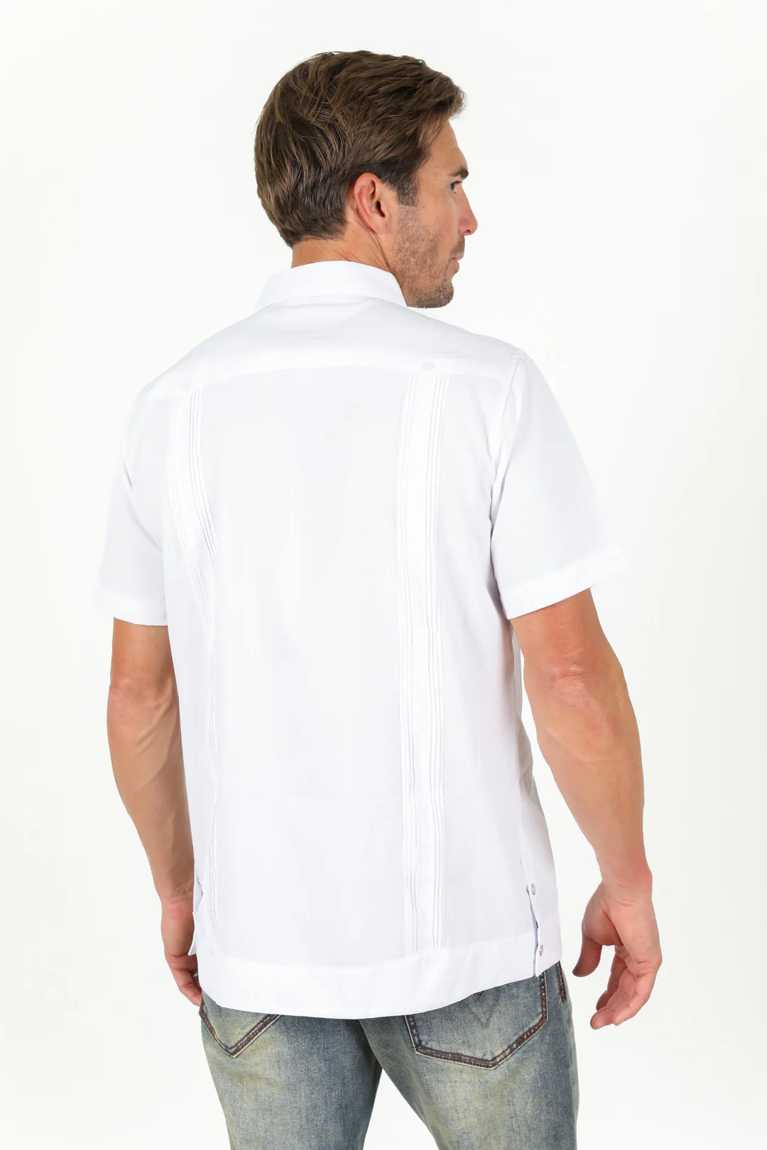 Platini Men's Modern White Guayabera SS Shirt GUS9340