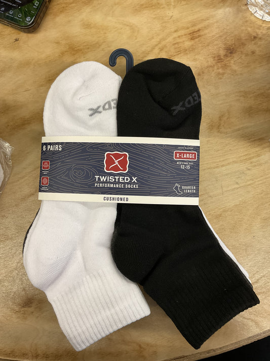 Twisted X Cushioned Performance Quarter Length Socks 43TXMS538760C-BMU