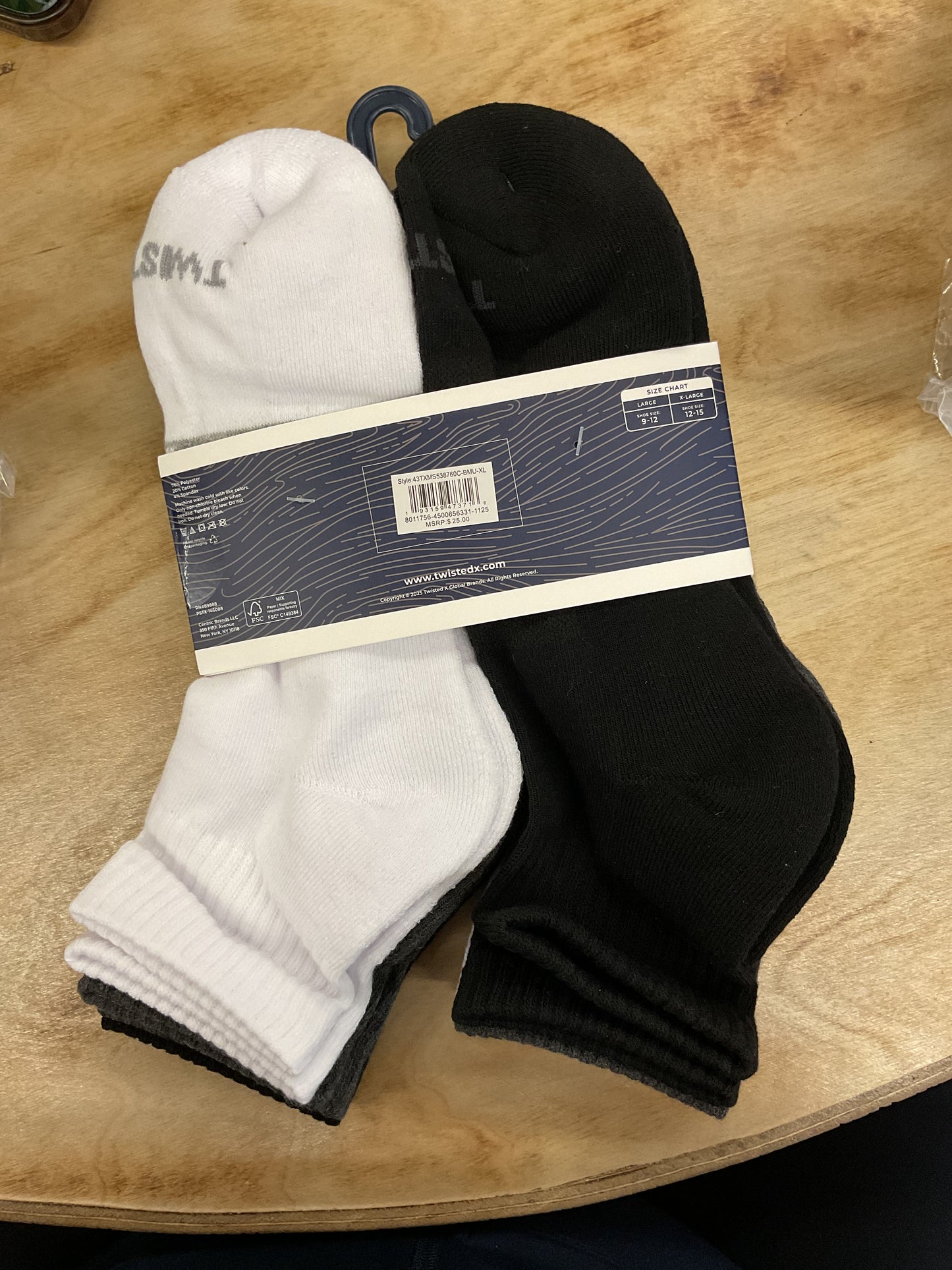 Twisted X Cushioned Performance Quarter Length Socks 43TXMS538760C-BMU