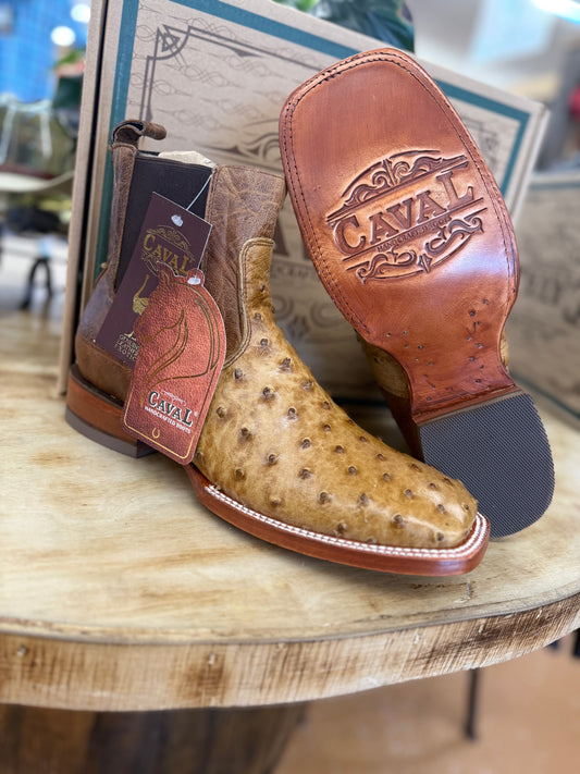 Caval Men’s Original Honey Ostrich Botin 1010MIEL