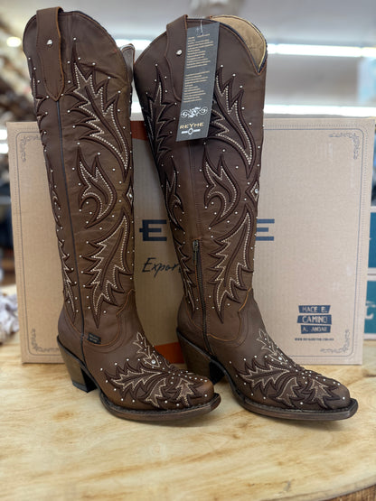 Reyme Women’s Tall Brown Snip Toe Boots 858-2
