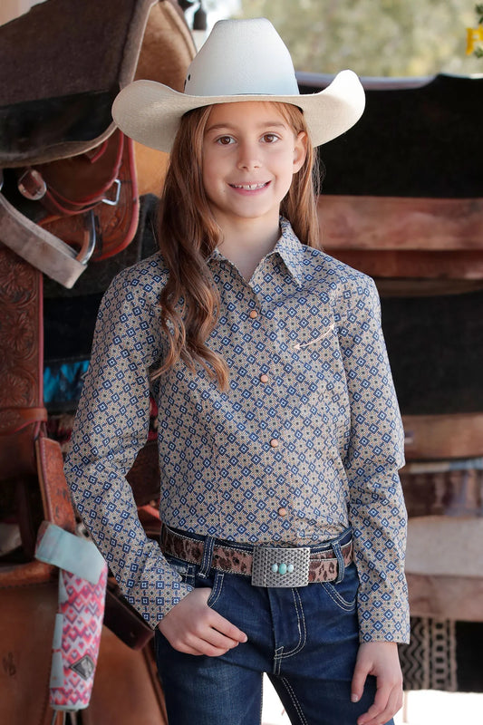 CTW3370020 Cruel Girl GIrls' Long Sleeve Snap Shirt - Multi NEW