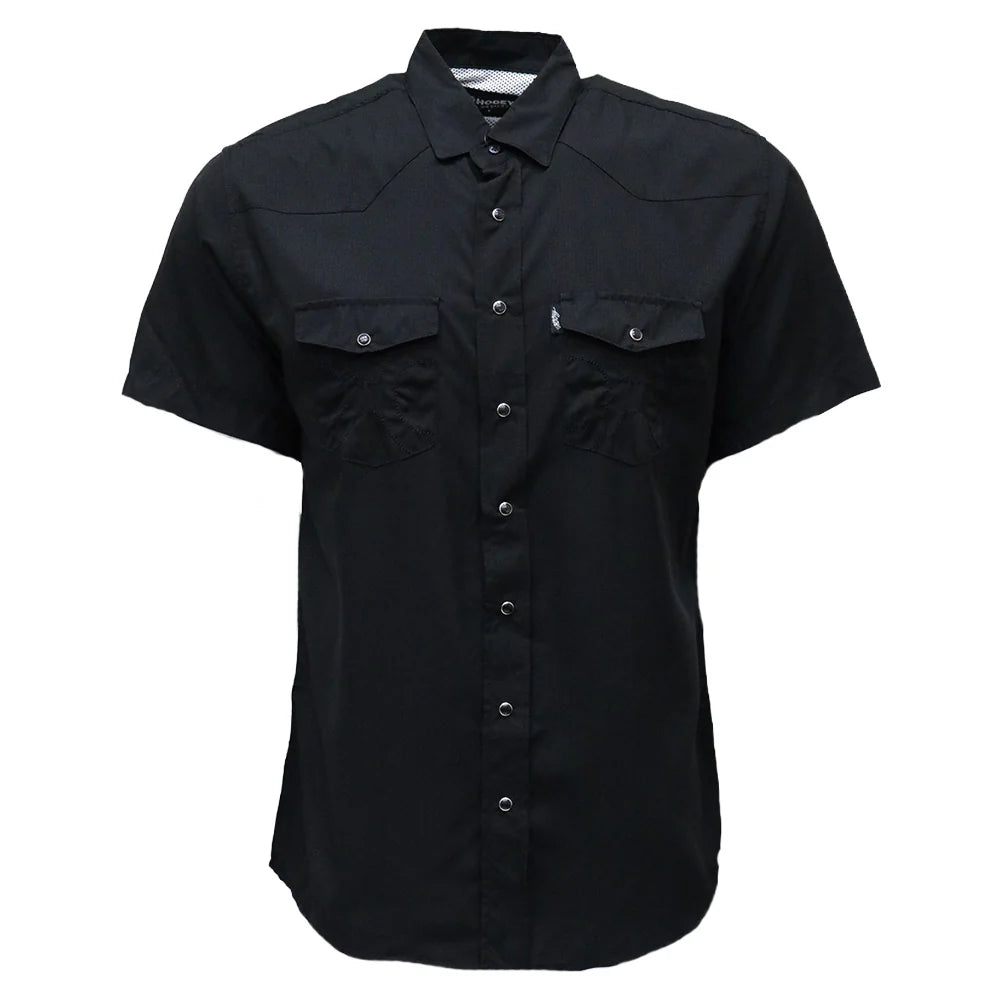HOOEY MENS "SOL" BLACK SHORT SLEEVE PEARL SNAP SHIRT