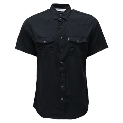 HOOEY MENS "SOL" BLACK SHORT SLEEVE PEARL SNAP SHIRT