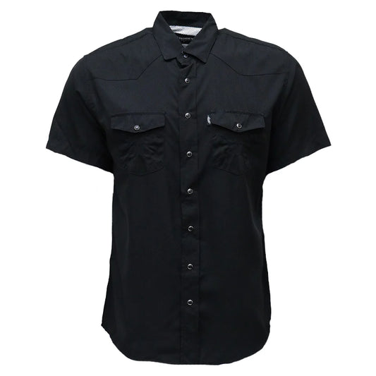 HOOEY MENS "SOL" BLACK SHORT SLEEVE PEARL SNAP SHIRT