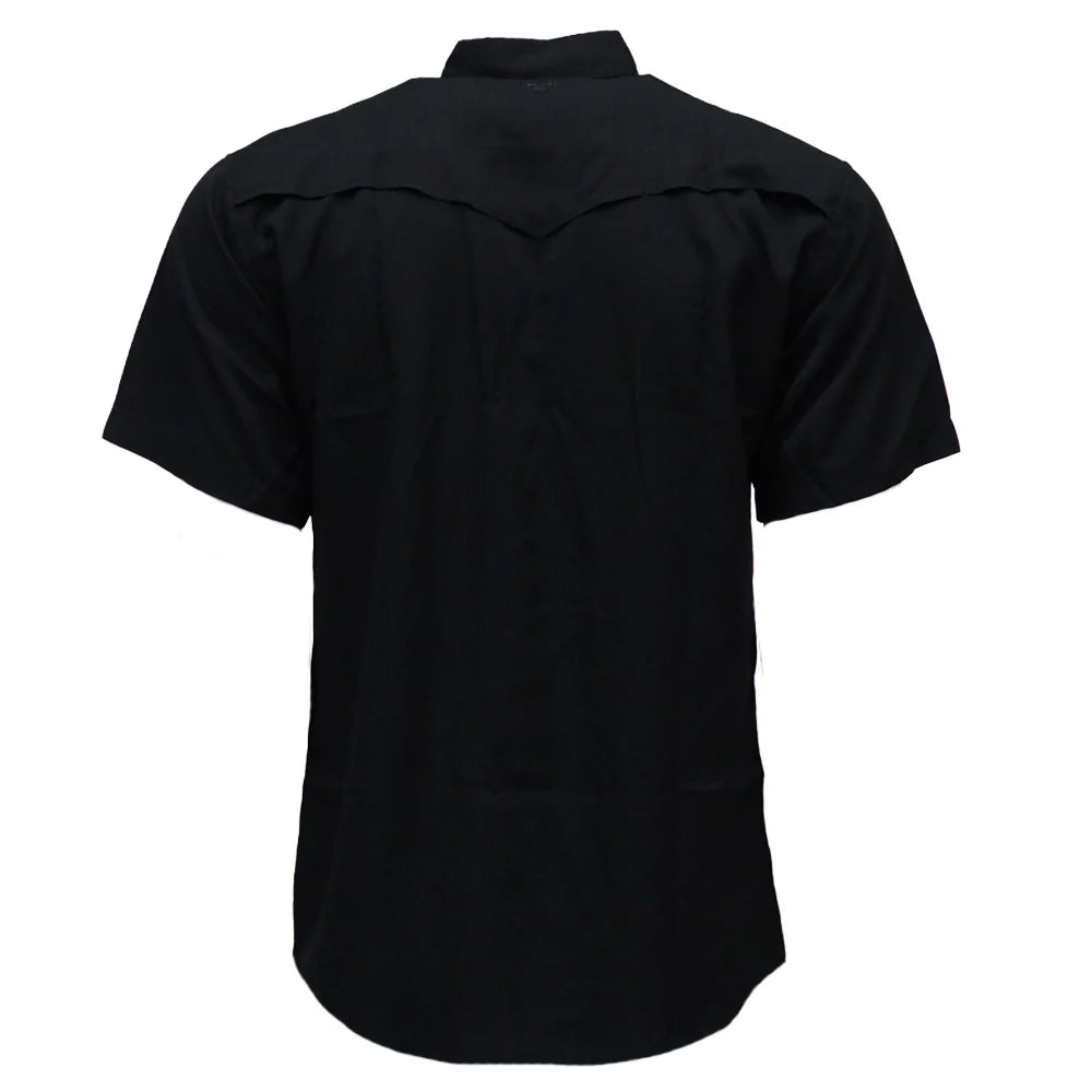 HOOEY MENS "SOL" BLACK SHORT SLEEVE PEARL SNAP SHIRT