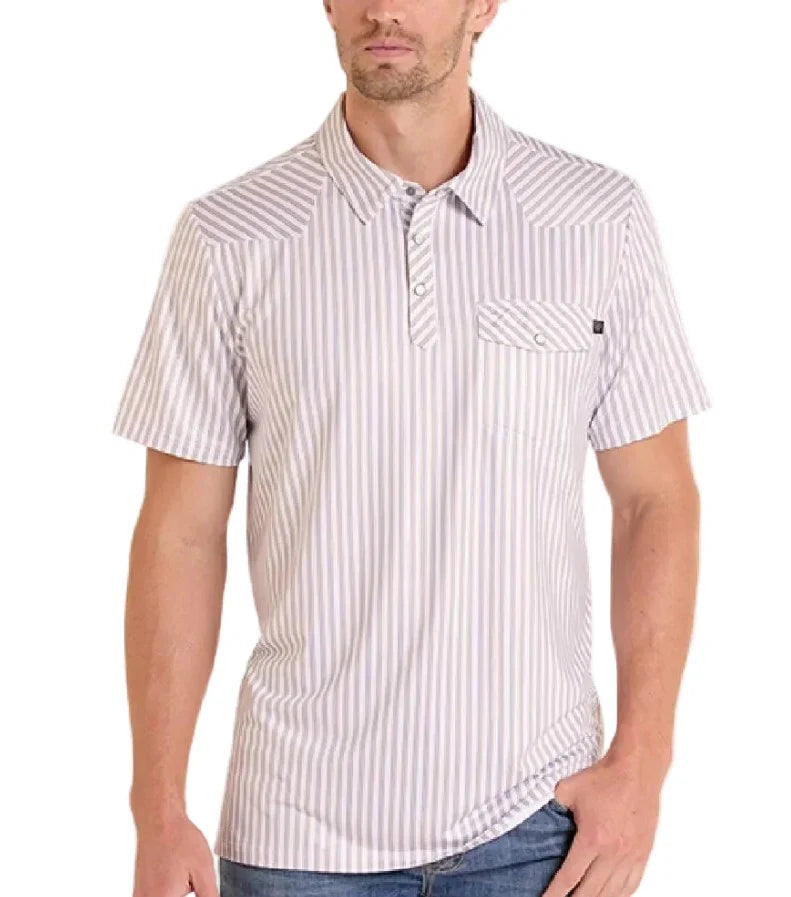 Rock & Roll Denim Men's Western Stripe Polo Shirt BM51T09335