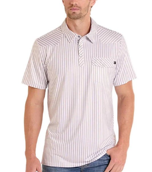Rock & Roll Denim Men's Western Stripe Polo Shirt BM51T09335