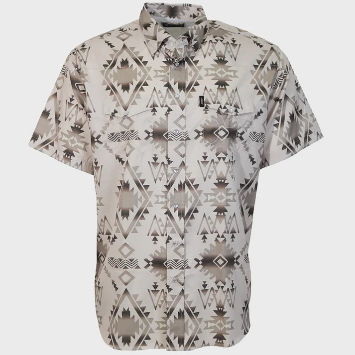 HOOEY MEN'S SOL S/S PEARL SNAP SHIRT - TAN/AZTEC