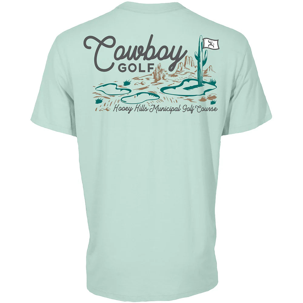 HOOEY "HOOEY HILLS" AQUA COWBOY GOLF T-SHIRT