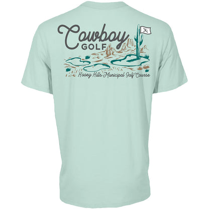 HOOEY "HOOEY HILLS" AQUA COWBOY GOLF T-SHIRT