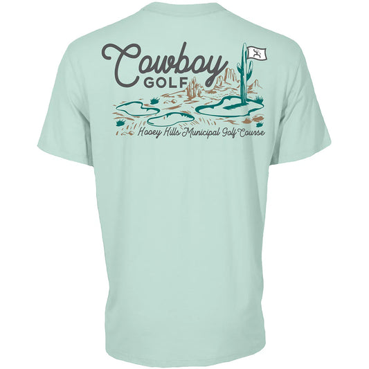 HOOEY "HOOEY HILLS" AQUA COWBOY GOLF T-SHIRT