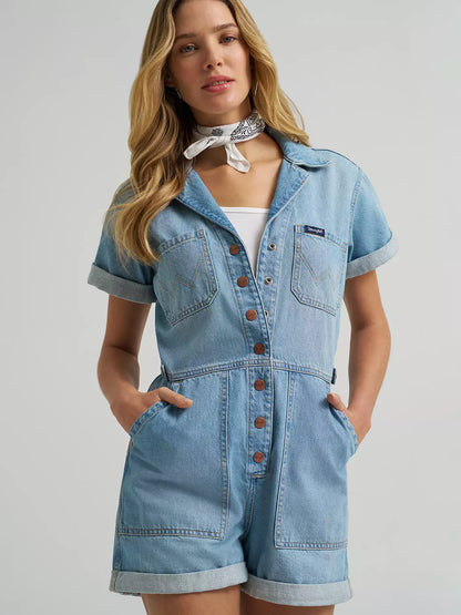 Wrangler Women’s Denim Snap Utility Romper 112379510