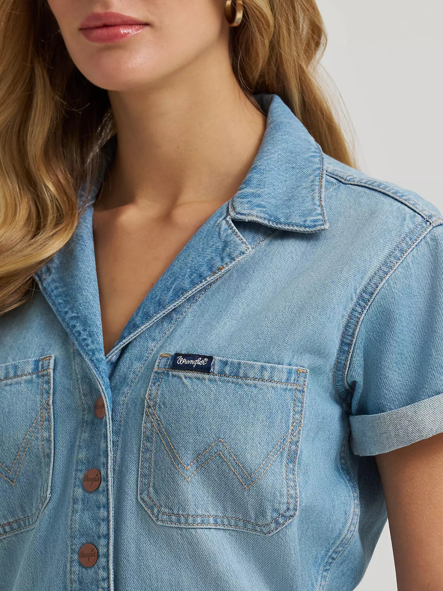 Wrangler Women’s Denim Snap Utility Romper 112379510